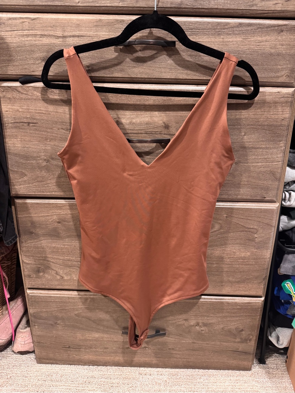 Women’s Brown V‑Neck Bodysuit